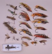 A quantity of vintage fishing, flies and lures.