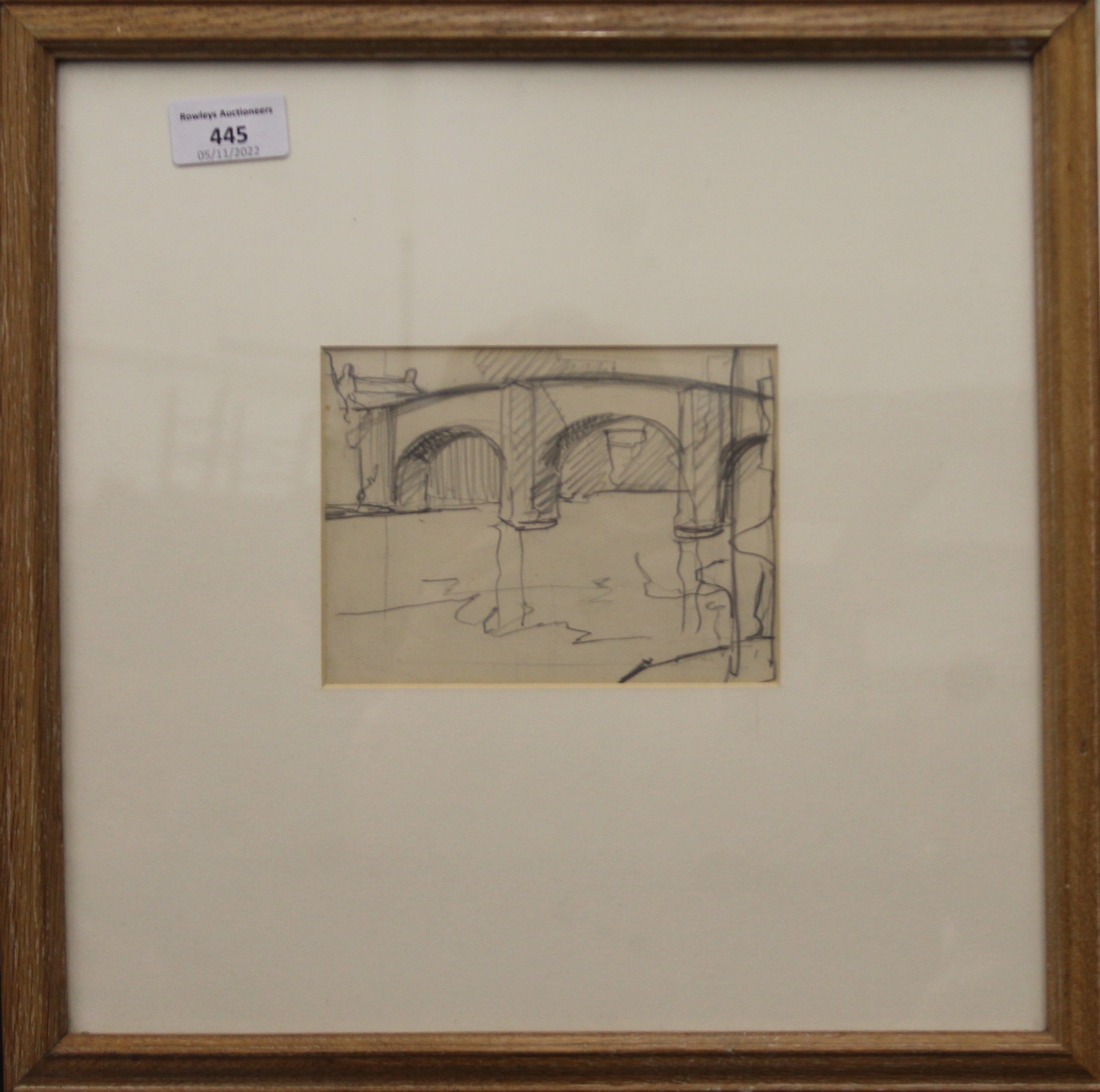STANLEY ROYLE (1882-1961), Baslow Bridge, Derbyshire, pencil sketch, framed and glazed. 14. - Image 2 of 4