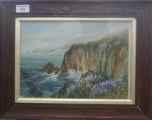 Cornish Coastal Scene, watercolour, framed and glazed. 31 x 21 cm.