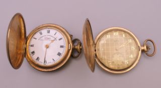 Two pocket watches. Largest 5.5 cm diameter.