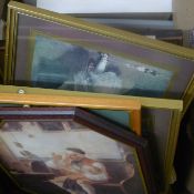 A quantity of frames, prints and pictures.