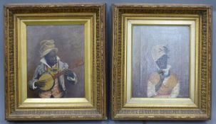 AMERICAN SCHOOL (19th century), Two African American Portraits, oil on canvas, each initialled W.