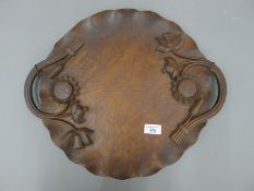 An Eastern carved wooden tray. 46.5 cm wide.