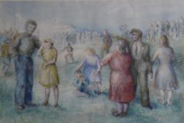After EDWARD ARDIZZONE (1900-1979) British, Epsom Meeting, watercolour, framed and glazed. 33.