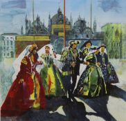 STAN SMITH, Carnival in Venice, limited edition print, signed in pencil to margin, numbered 45/95,
