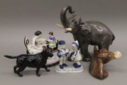 A Royal Doulton Labrador and various ceramics.