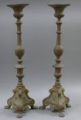 A pair of 19th century altar sticks. 82 cm high.