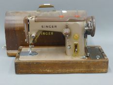 A cased Singer sewing machine.