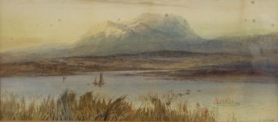 W H EARP, Mountainous Lake Scenes, watercolours, a pair, each framed and glazed. Each 53 x 23 cm.