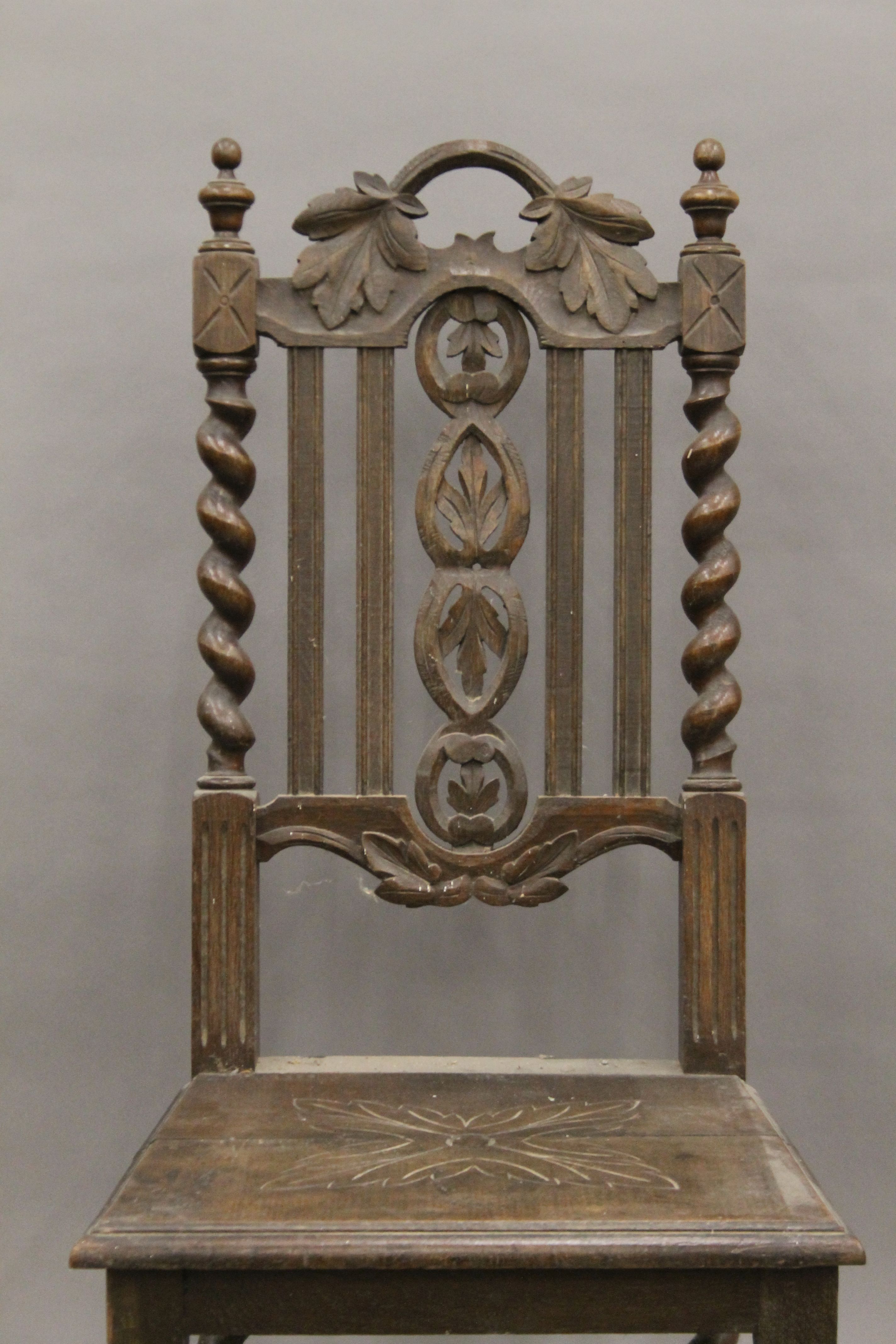 Five various carved oak barley twist chairs. - Image 10 of 11