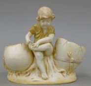 A Royal Vienna blush ivory porcelain figural vase. 13.5 cm high.