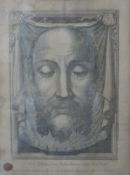 An early etching of The Shroud of Christ, framed and glazed, with wax seal. 25.5 x 34 cm.