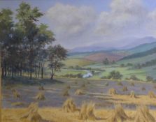 BARBARA SMALLEY (20th century) British, Harvest Time, acrylic on board, signed, framed. 49 x 39 cm.