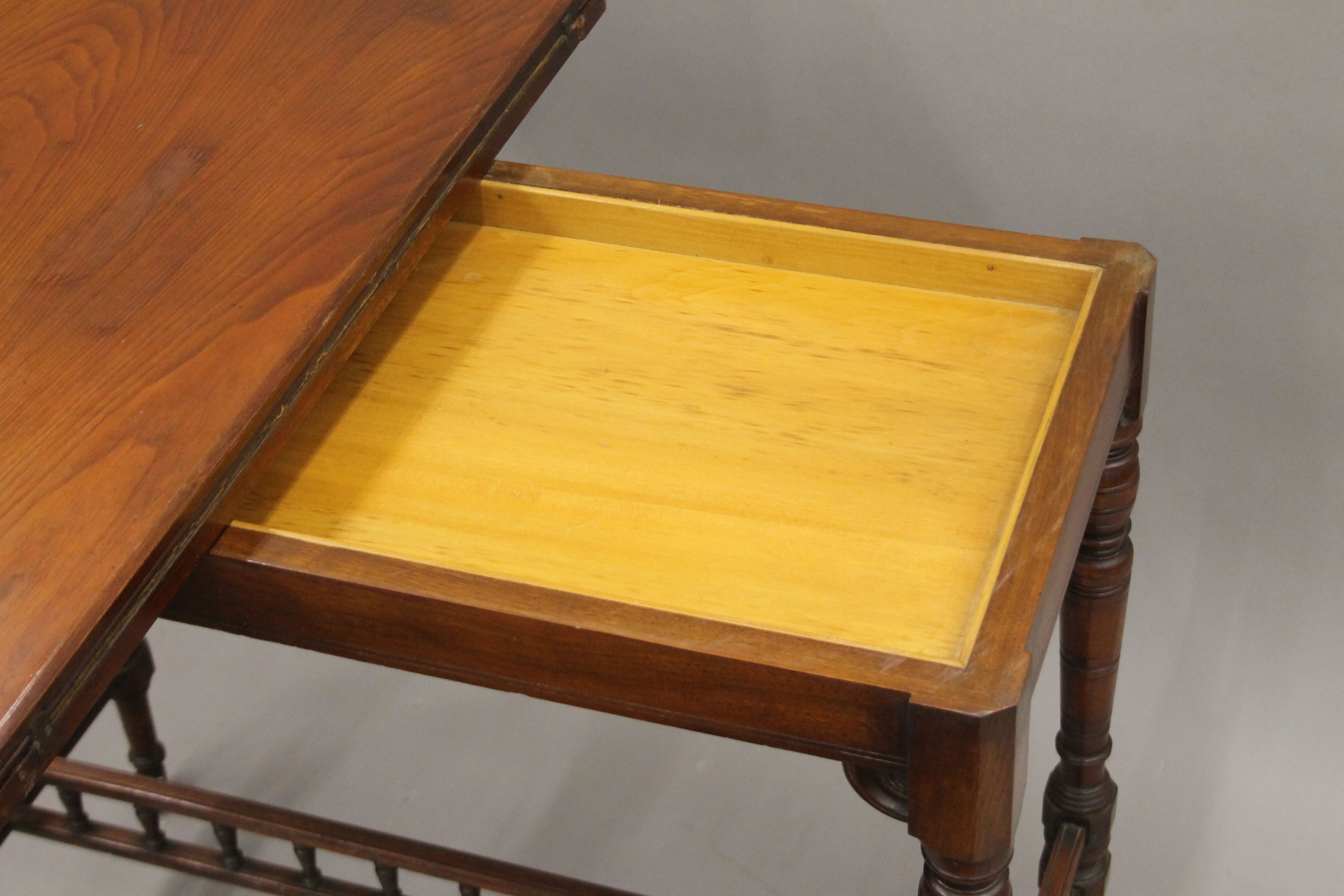 A Victorian walnut folding card table. 90 cm long. - Image 6 of 7