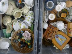 Two boxes of miscellaneous ceramics, glass, etc.