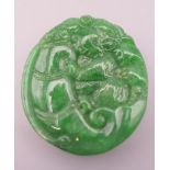 A Chinese carved hardstone pendant. 4.5 cm high.