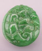 A Chinese carved hardstone pendant. 4.5 cm high.