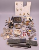 A quantity of miscellaneous jewellery, coins, etc.