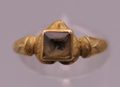 An early, possibly Medieval unmarked gold ring. Ring I/J. 1.6 grammes total weight.