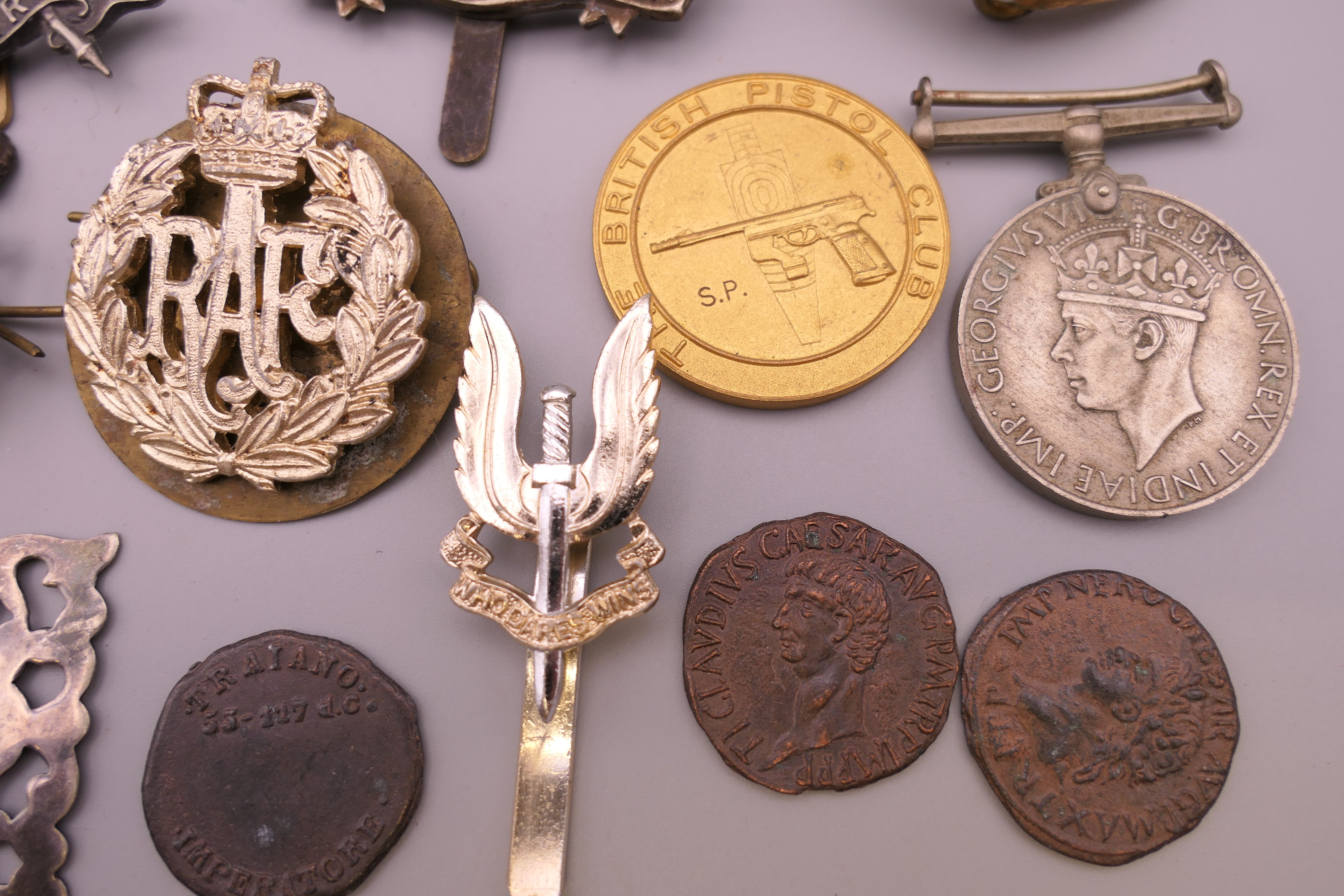 A quantity of various military medals, cap badges, coins, etc. - Image 4 of 9