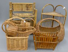 A quantity of various bamboo items, wicker basket, etc.
