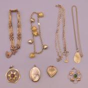 A quantity of various 9 ct gold and other jewellery. Approximately 19 grammes of gold weight.