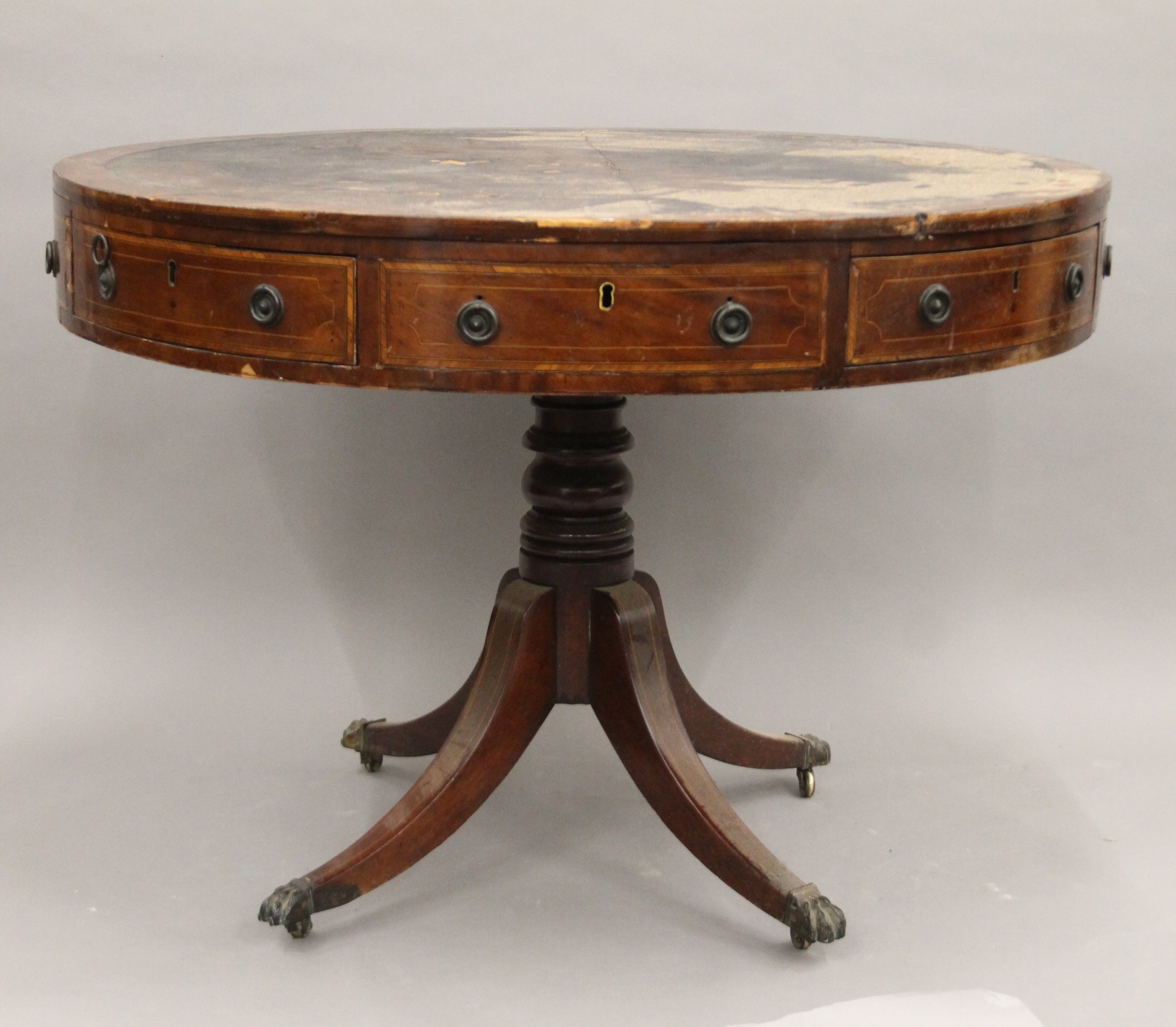 A 19th century mahogany drum table. Approximately 98 cm diameter. - Image 2 of 8
