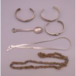 A quantity of silver and white metal jewellery, etc.