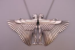 An Art Deco style Egyptian necklace. Pendant 12 cm wide.