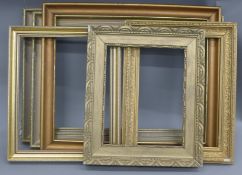 A quantity of gilt picture frames. Approximate external sizes of frames, 50 x 58 cm, 49.5 x 59.