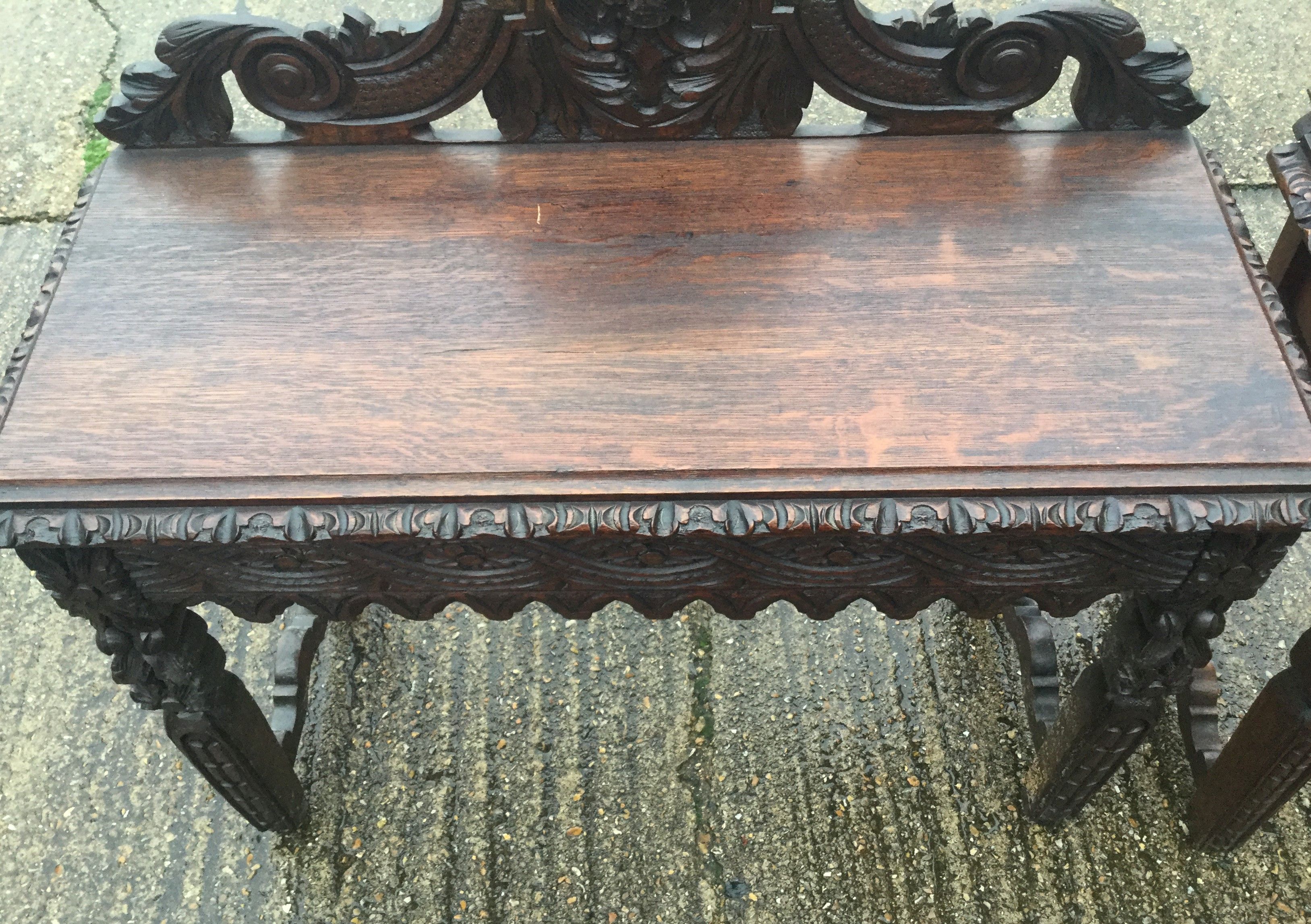 Two carved oak side tables. The largest 106 cm wide. - Image 7 of 9