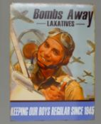 A Bombs Away Laxative sign. 50 x 70 cm.