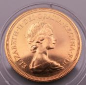A 1980 gold sovereign.