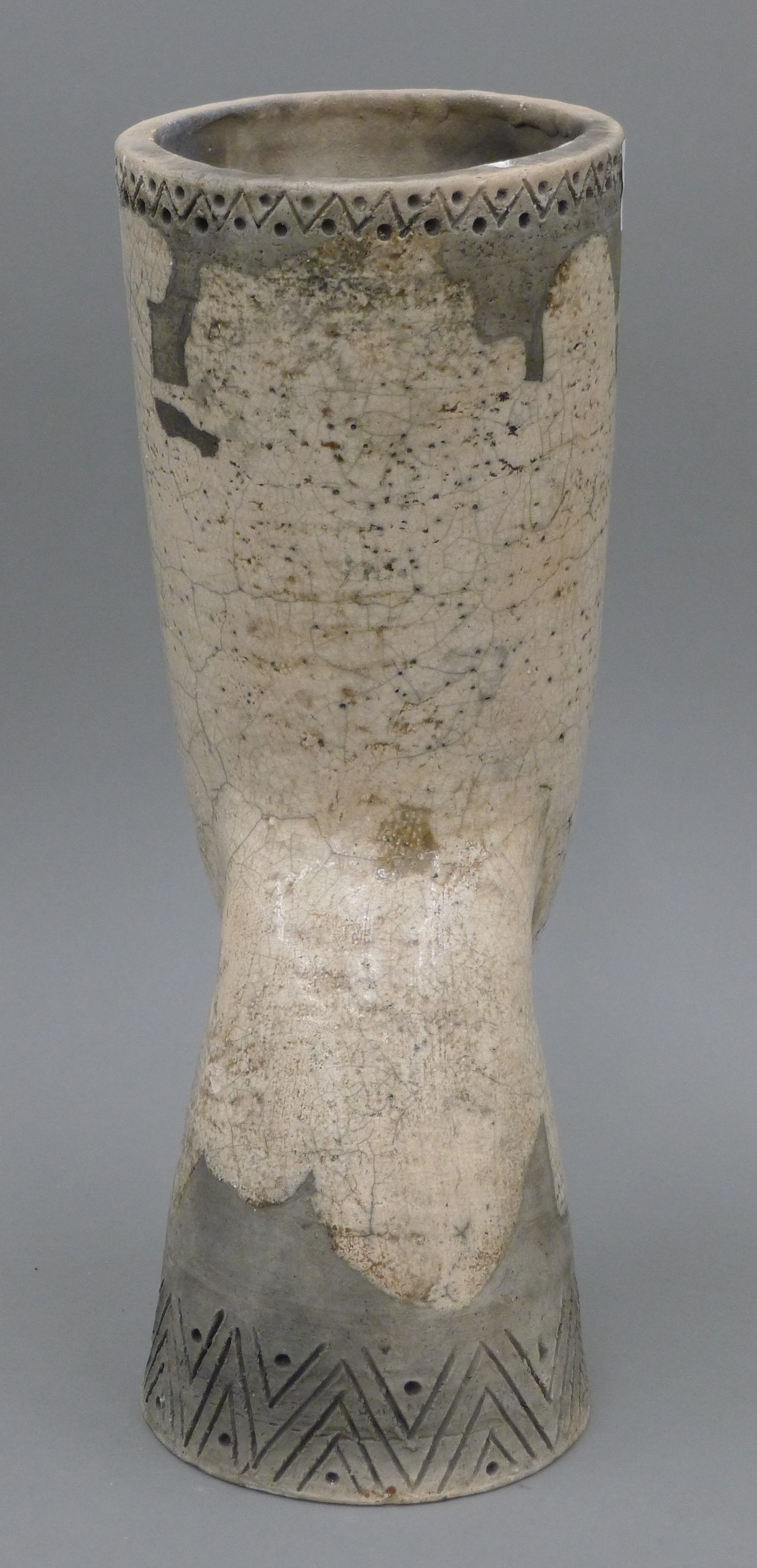 A Studio pottery mask vase, the underside signed Paul. 34 cm high. - Image 4 of 5