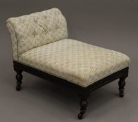 A Victorian upholstered mahogany adjustable gout stool. 57 cm long.