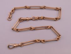 A 9 ct gold watch chain in two parts. 38 cm long. 31.1 grammes.