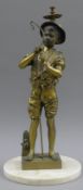 A bronze model of a boy fishing, fitted as a lamp. 52 cm high.