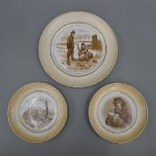 Three Bruce Bairnsfather WWI humorous plates. The largest 26 cm diameter.