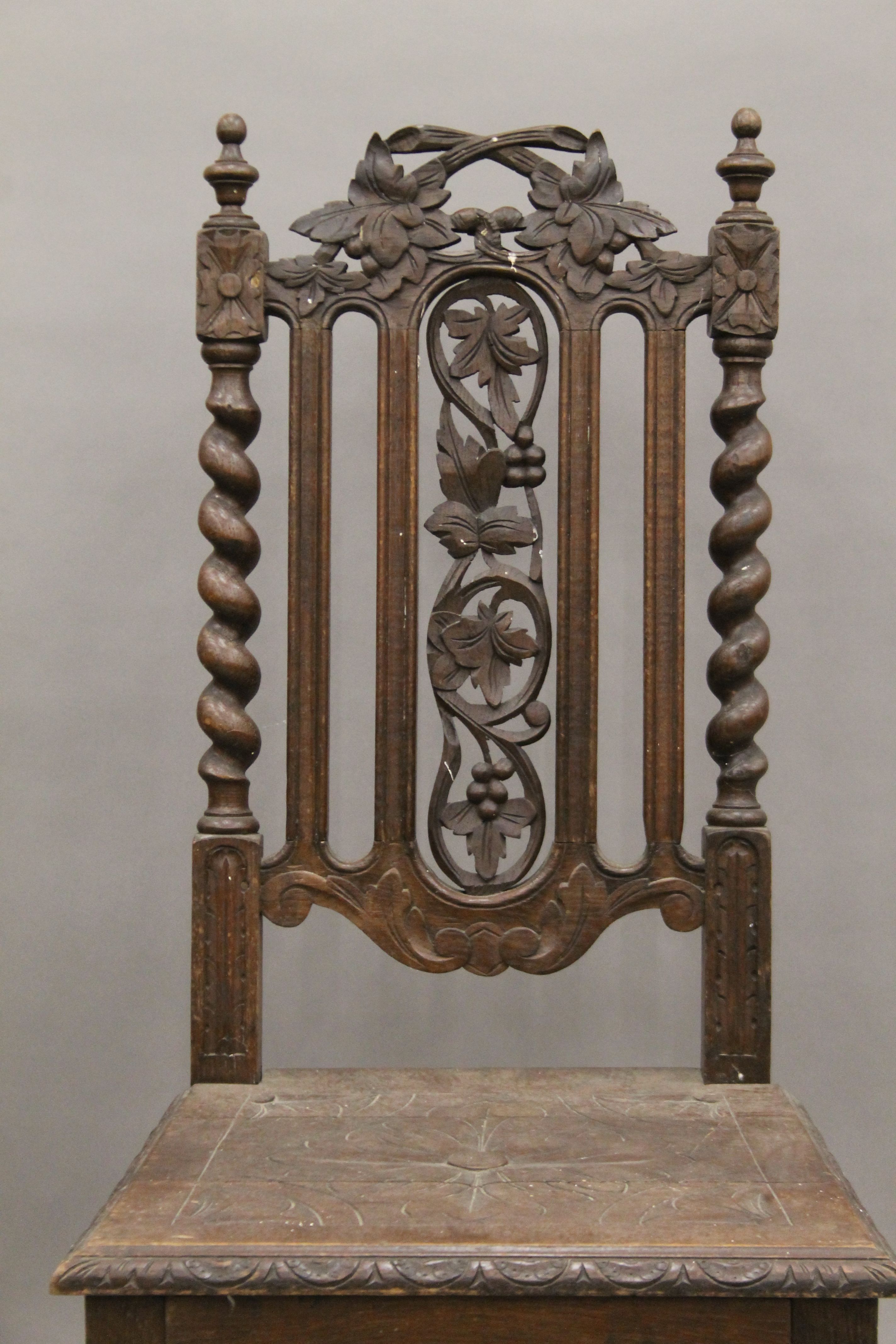 Five various carved oak barley twist chairs. - Image 6 of 11