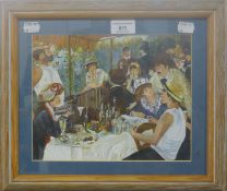 After RENOIR, Luncheon of the Boating Party, framed and glazed. 25 x 19.5 cm.