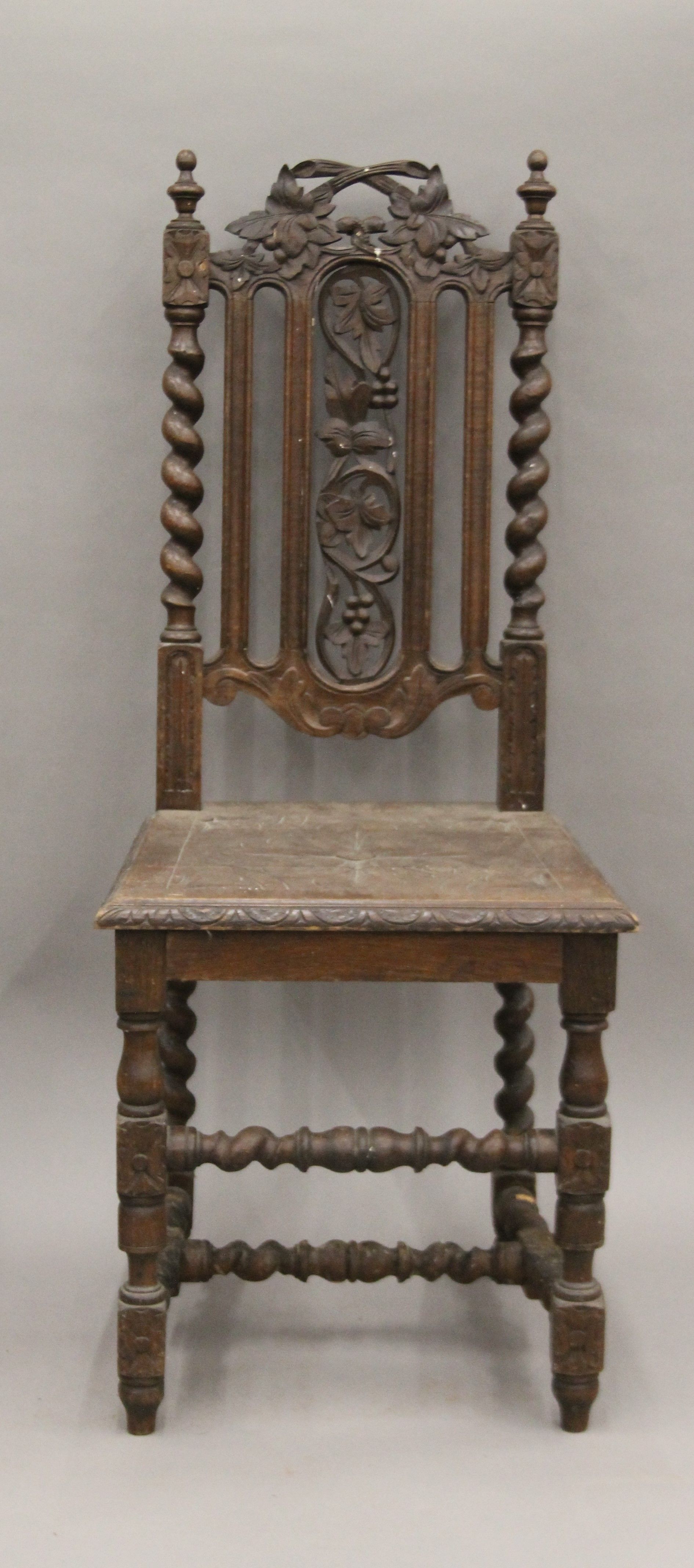 Five various carved oak barley twist chairs. - Image 4 of 11