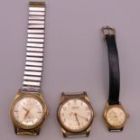 Three vintage wristwatches.