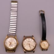 Three vintage wristwatches.