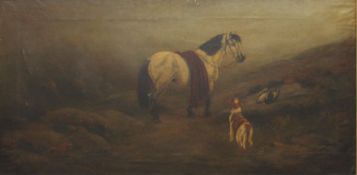 19TH CENTURY SCHOOL, Pony and Hound, oil on canvas, framed. 92 x 45 cm.