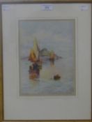 L BOWDEN, St Michaels Mount Cornwall, print, framed and glazed. 18 x 25 cm.