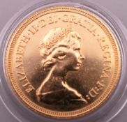 A 1980 gold sovereign.