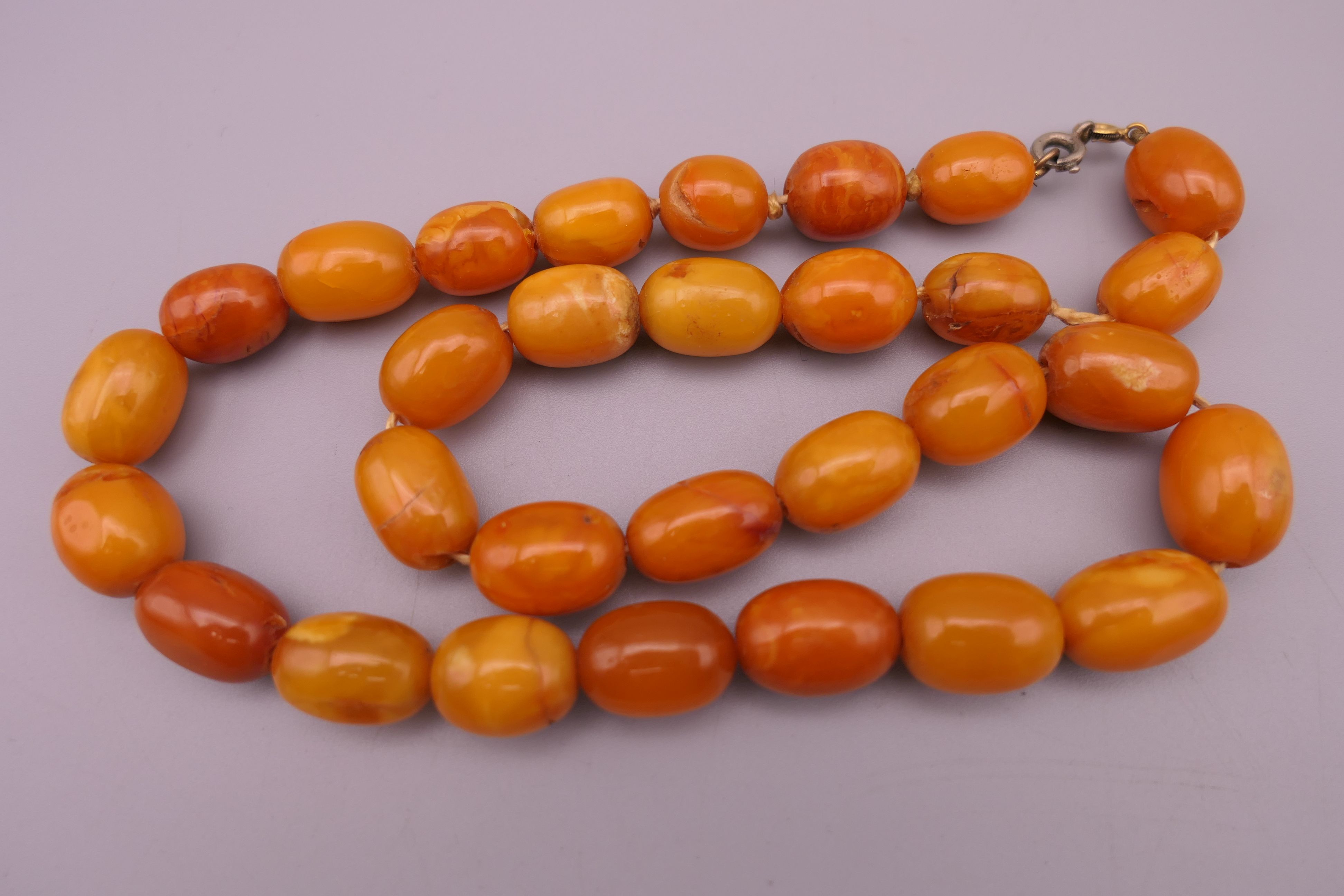 A single strand graduated butterscotch amber bead necklace (beads ranging from 12.7 mm to 16. - Image 2 of 7