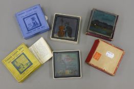 Magic lantern slides, two boxed sets Pied Piper and comical dogs and cats, plus set of London views.