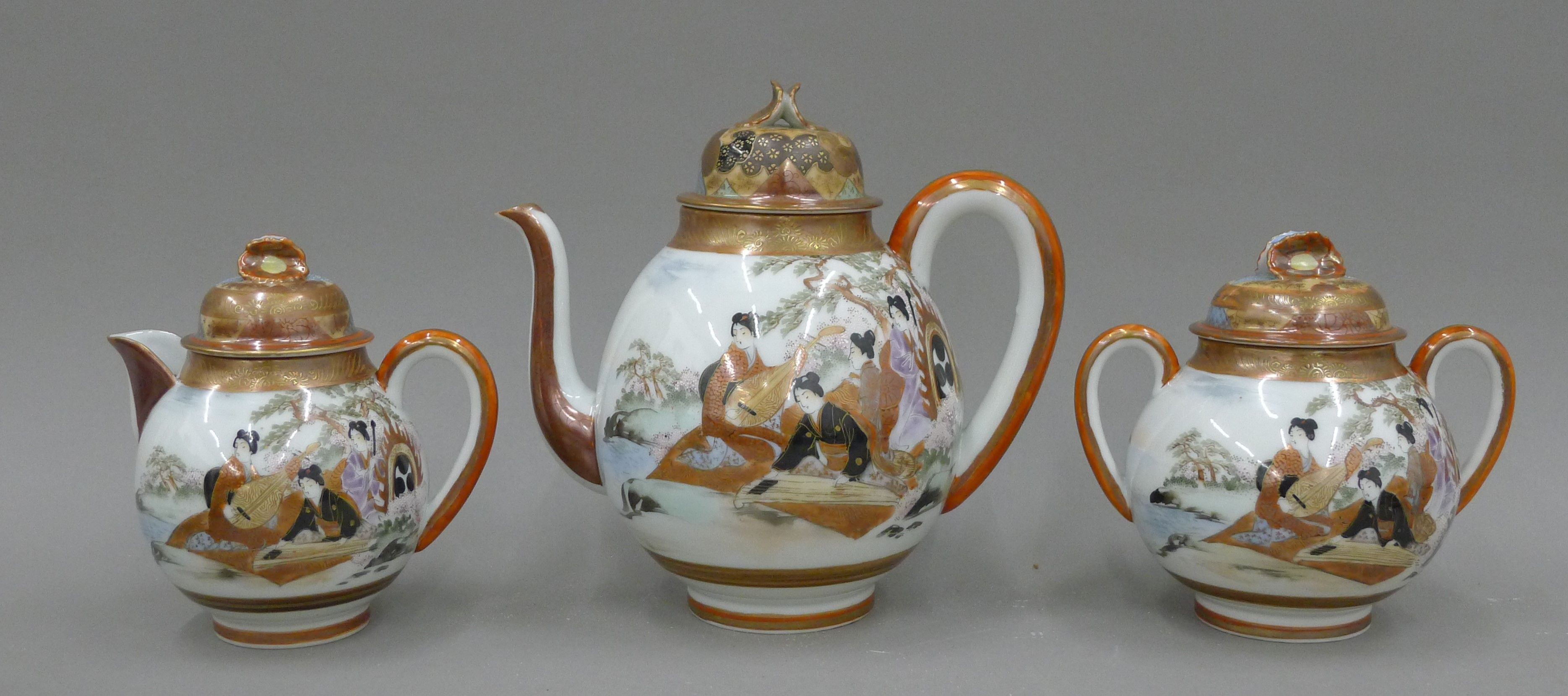 A late 19th/early 20th century Japanese egg shell tea set. - Image 2 of 5