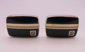 A pair of Hackett of London cufflinks, boxed. 2 cm x 1.5 cm.